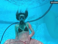 Hungarian pornstar Lana Tanga orgasming underwater