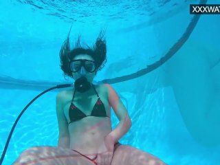 Hungarian pornstar Lana Tanga orgasming underwater