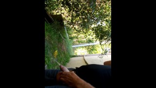 Ginger pulling dick out and pissing outdoors in public 