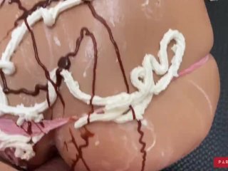 Slim_Brunette Enjoys Messy Food Fetish and Deepthroat theSplosh Theraphy