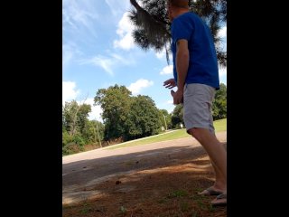 Big dick ginger out in public playing around