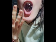 Preview 4 of In the public toilet of the bar, she filled the floor with squirt and fucked her mouth with her fist