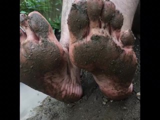 Muddy Dirty Filthy - Men’s Feet - Barefoot Bush Walk - would you still Lick these Feet?