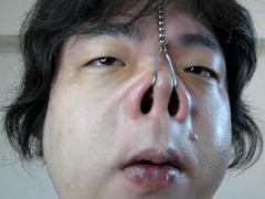 豚のオナニー　準備編　20211009-2　鼻フックで吊り上がった鼻の形を確かめるマゾ豚です