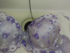 Piss-covered purple bra!