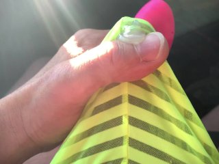Stepbrother filmed by sister Precum masturbation in see through yellow thong