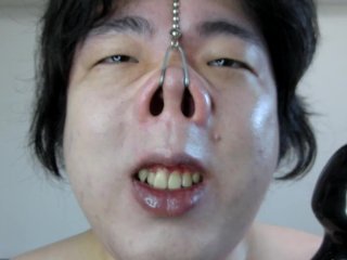 solo male, nose hook, 鼻責め, pig