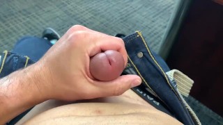 RISKY: Using Cum as Lube to Jerk Off at Work – Ruined Orgasm + Cum Play