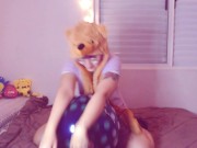 Preview 1 of B2P - Humping my pussy on a big balloon ( Looner girl blow to pop )