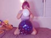 Preview 5 of B2P - Humping my pussy on a big balloon ( Looner girl blow to pop )