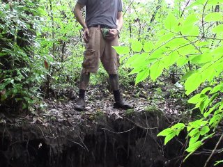 amateur, solo male, peeing, forest