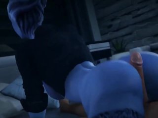 animated porn, blue girl, mass effect rule 34, evil audio