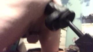 Gapping my ass with huge sex machine 