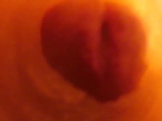 Camera inside vagina while fingering, fucking and cum with hot milf wife and nice cock