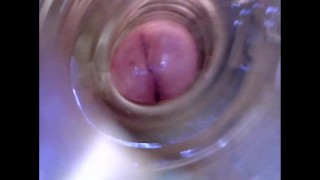 Cumshot Using An Endoscope Within An Onahole