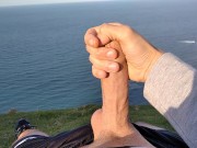 Preview 5 of Huge Dirty Cock Gets Handjob In Public And Squirts A Lot Of Thick Sperm In Front Of The Beach