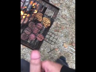 Cooking Food & Jerking By The Campfire, Cumming All Over My Meat, Then Pissed On The FireTo Put_Out
