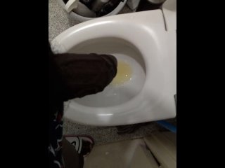 vertical video, toilet, pissing, humongous cock