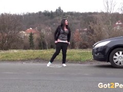 Desperate To Pee Babe Does It In Public