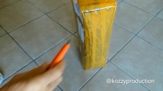Unboxing and riding 41cm huge horse dick dildo