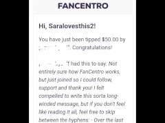 ERIC !! THANK YOU baby for the $50 tip on my fancentro page - Love Sara Christine