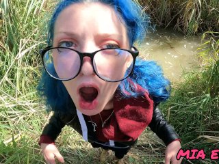 cum in face, cumshot on blue hair, pink hair, sex with glasses