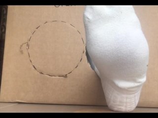 Surprise Delivery Long white sock wearing Big Male Feet to Worship inside - Manlyfoot