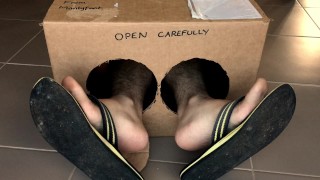 Surprise Delivery Series - Worn out Flip flops - Thongs - Big Male Feet to Worship - 🩴 Manlyfoot