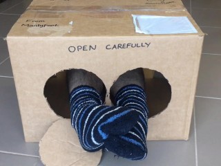 Серия Surprise Delivery - Полосатые носки для кровати Большие мужские ноги для поклонения внутри - Мэнлифут