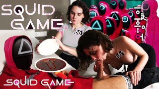 QUID GAME - Dalgona candy challenge or cut a dick out of a cookie, lost - deep blowjob