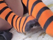 Preview 5 of HAP-PEE HALLOWEEN! Soaking my Socks in Hot PISSSS