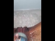 Preview 6 of Close up Ebony play with her pussy in the bath until squirt