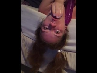 throatfuck, vertical video, redhead, sloppy