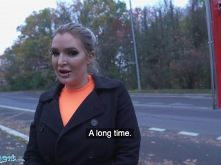 Public Agent Alexxa Vice’s Big Tits and Tight Leather Trousers screenshot number 2