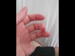 Black stockings tease with red pedicure on long toes. If you like legs and feet, enjoy it!