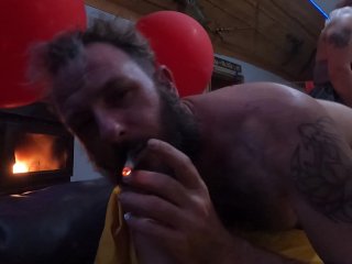 Pennywise the Pegging Clown! Georgie Boy getsPegged and cums allover!