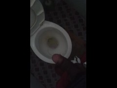 Gf records my big black cock getting hard while peeing. Erection while peeing.