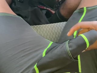 reality, big black cock, solo male, masturbation in car