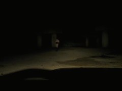 SusyTrav walks under the highway in fetish outfit