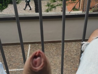 The Neighbor Caught me Masturbating and looks with Pleasure !!!