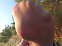 Pantyhose Feet Worship On The Seashore