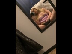 Masturbating in front of a mirror 