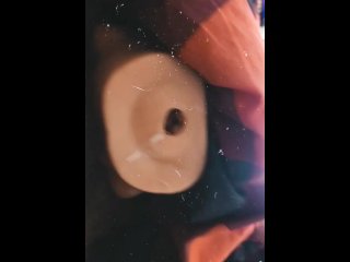 Cowboy cums from a tight toy