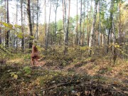 Preview 6 of Naked Girl Walking in the autumn forest