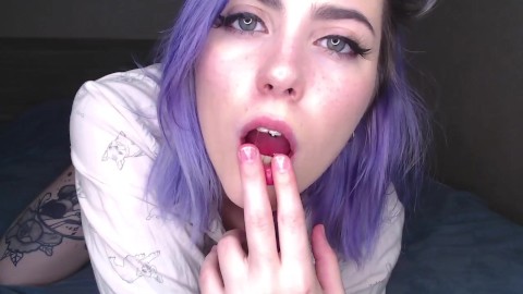 Girl talks to you sweetly while masturbating your cock POV