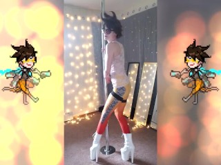 Tracer Cosplay Pole Dance Strip Session by SheyTheGay