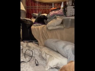 Riding my_big dildo while using vibrator and humping_pillow with lots of oil