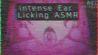 ASMR VHS NOISE Girl Licking Her Ears And Moaning