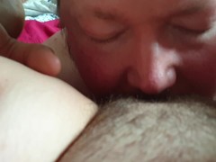 My husband enjoying the breakfast of champions