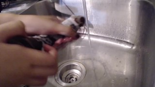 Washing My Used Dildos Butt Plug And Small Vibrator